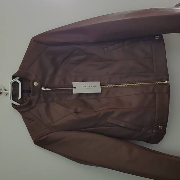 Cole Haan signature racer jacket with panels - Picture 3 of 7